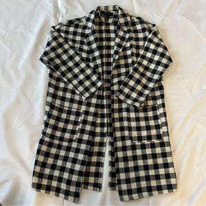 black and white gingham coat